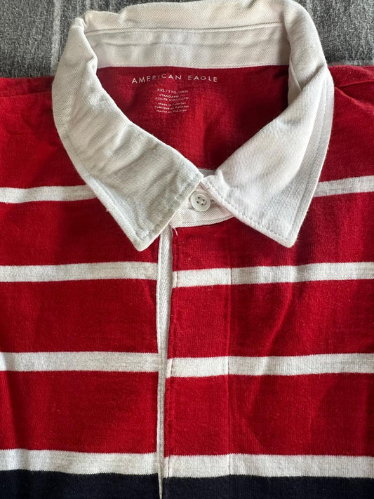 American Eagle Polo T Shirt Taille XXL Bleu Blanc Rouge