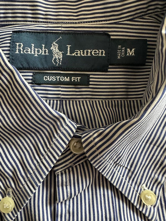 Ralph Lauren Chemise à Rayures Manche Longue Couleur Bleu Foncé Taille M