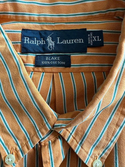 Ralph Lauren Chemise à Rayures Manche Courte Couleur Orange Taille XL